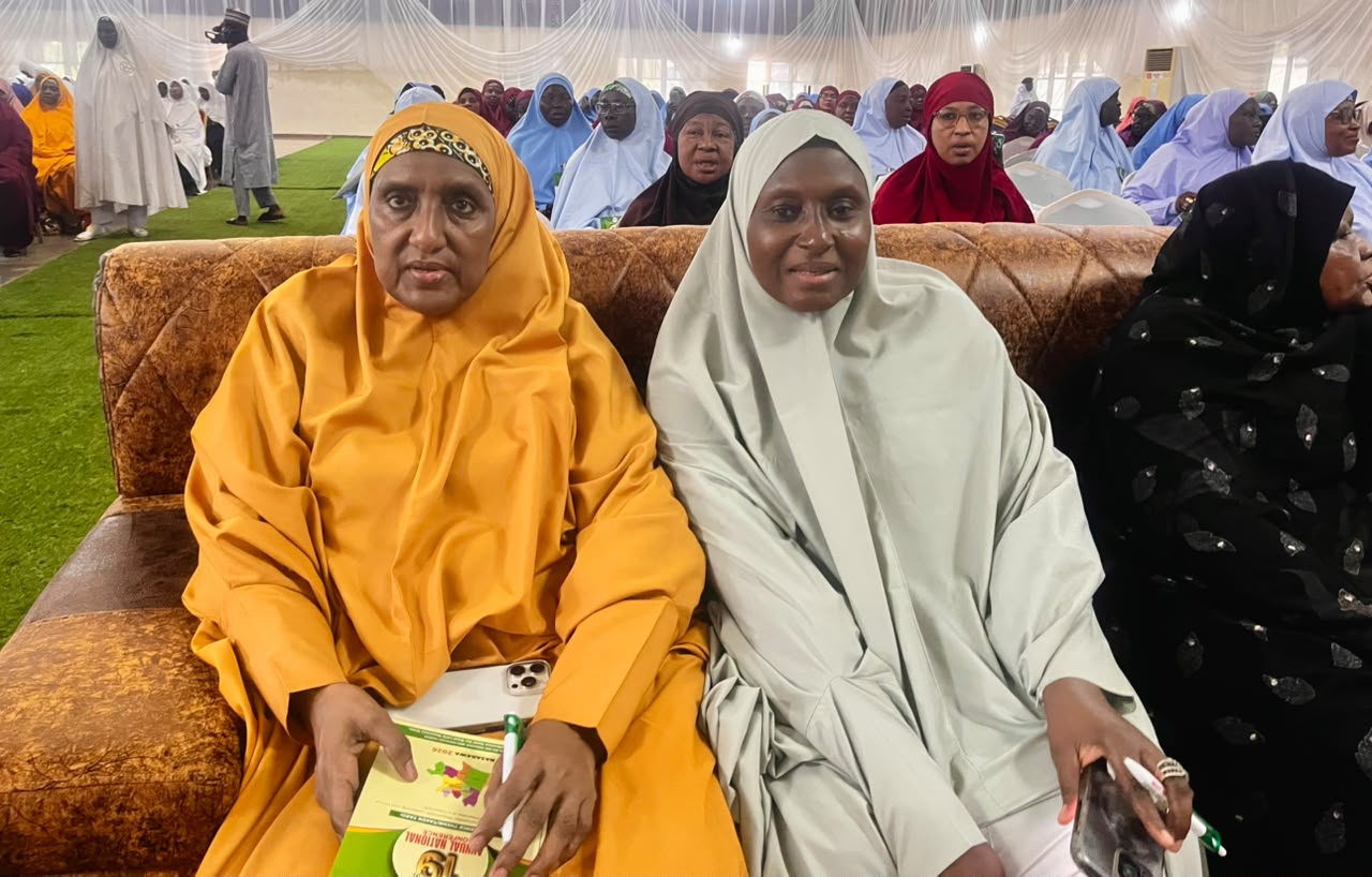 (L-R) National Amirah Hajiya Maryam Idris Othman, and National Deputy Amirah Hajiya Rahman Sani Musa (Ummu Soliha)